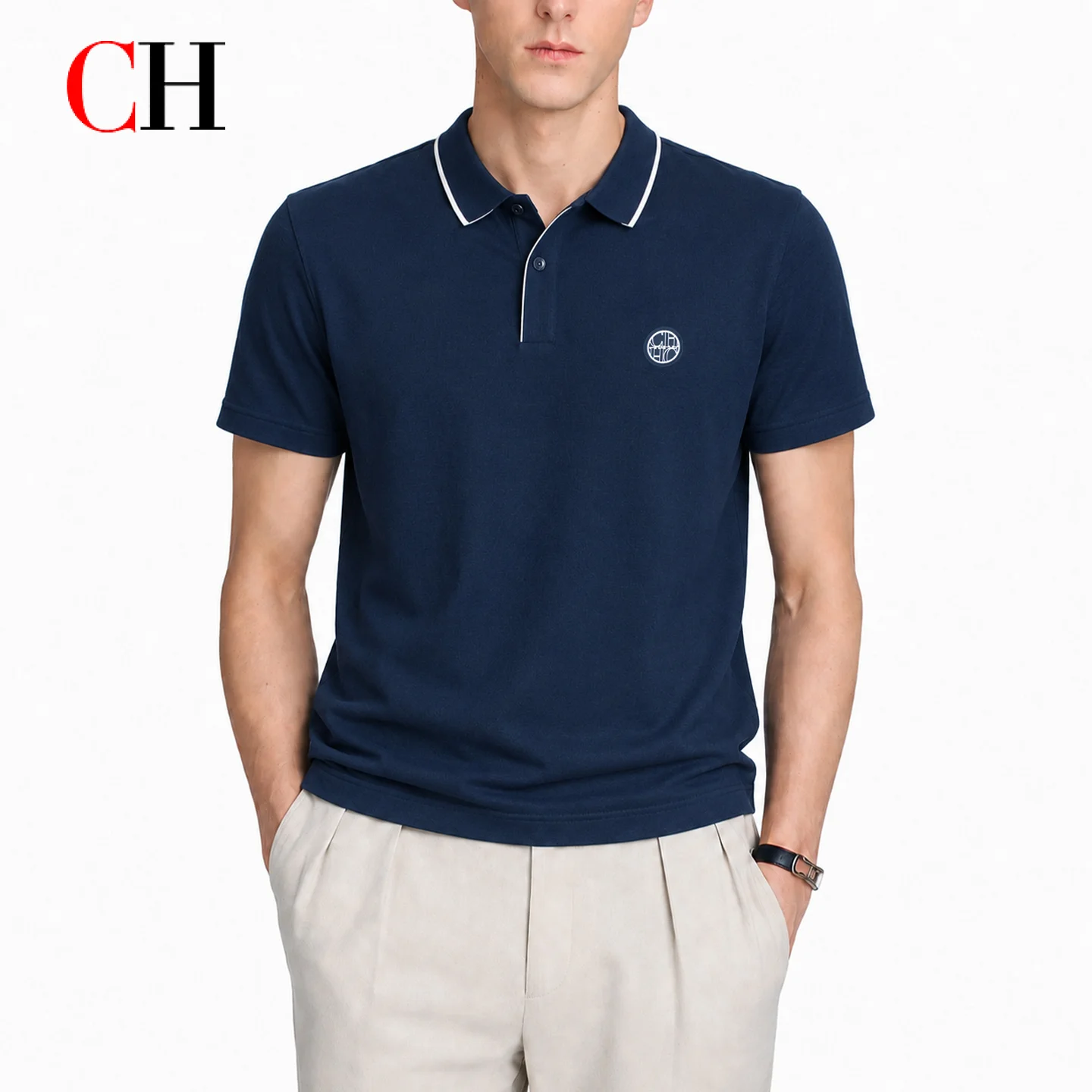 Golf Equipment Logo - Camisa Polo Masculina CH de Manga