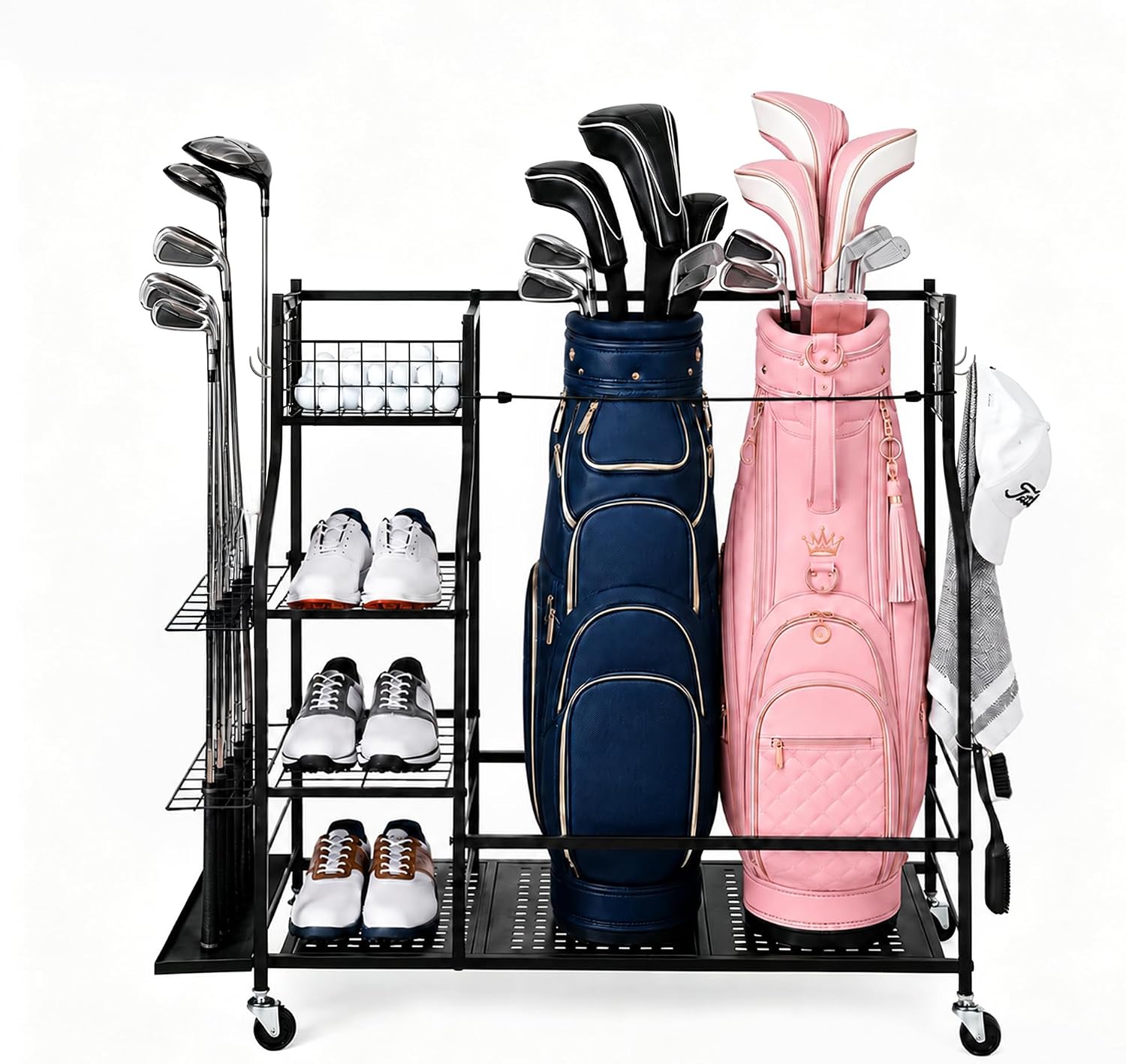 Golf Equipment Organizer For Garage - Suporte de Armazenamento para Bolsas de