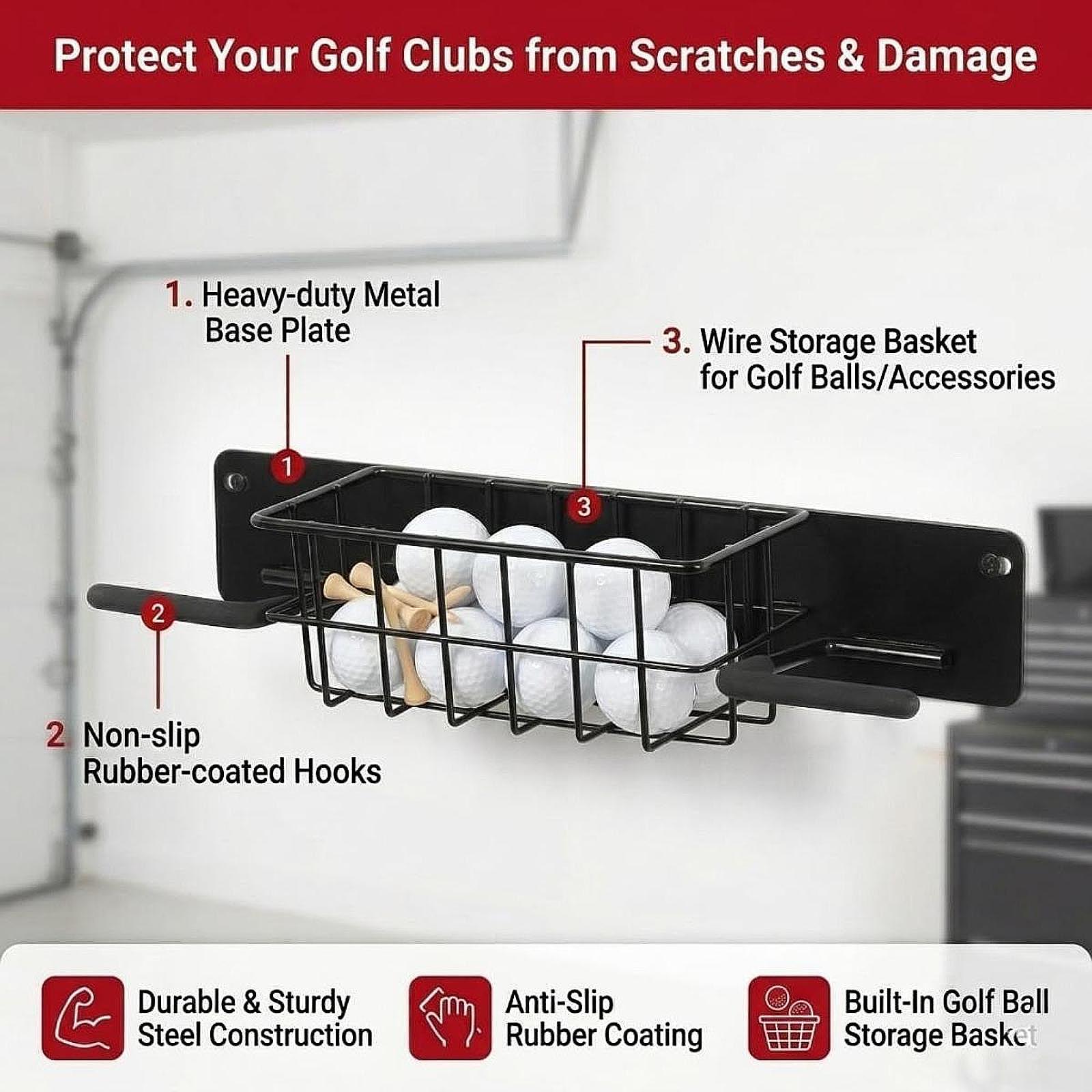 Suporte de Parede para Equipam - Golf Equipment Organizer For Garage avaliação e preço
